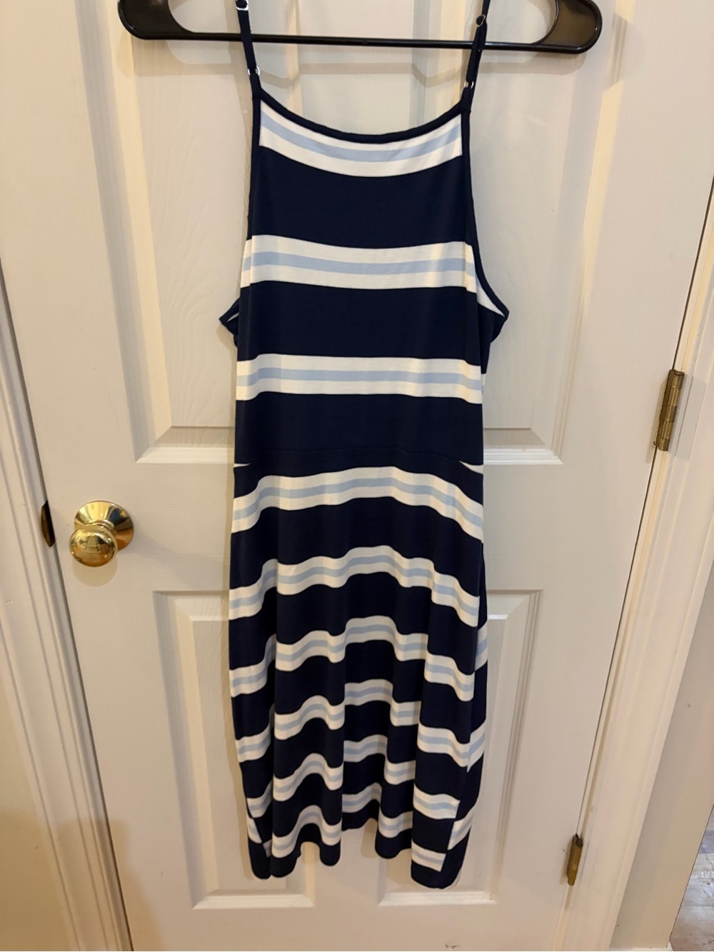 41 Hawthorn Navy Blue Striped Faux Wrap Dress L (No Belt) - Picture 6 of 8